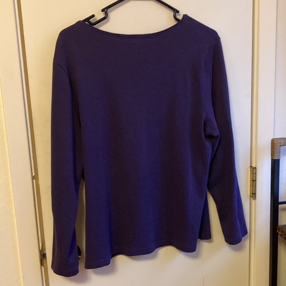 Karen Scott Petites, Long Sleeve, Scoop Neck Top Dark Purple Top, PXXL - Picture 6 of 10